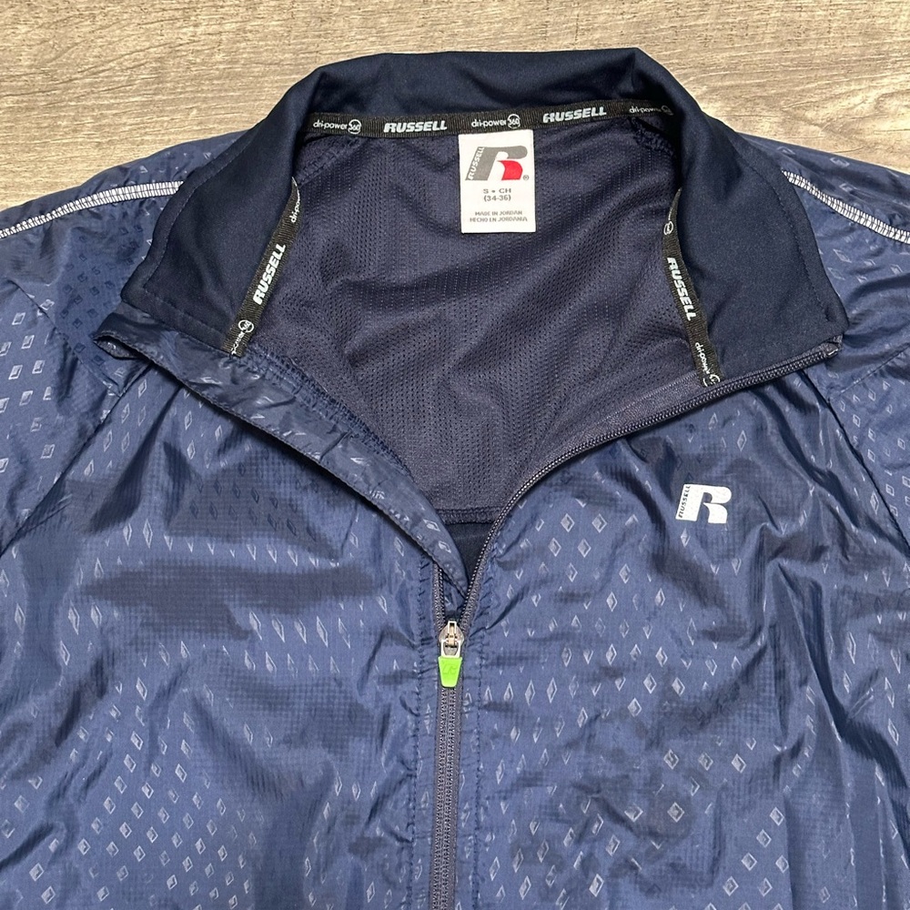 Men’s Russell Small 34 - 36 Full Zip Navy Blue Jacket Long Sleeve Dri-power 360 - Picture 5 of 8